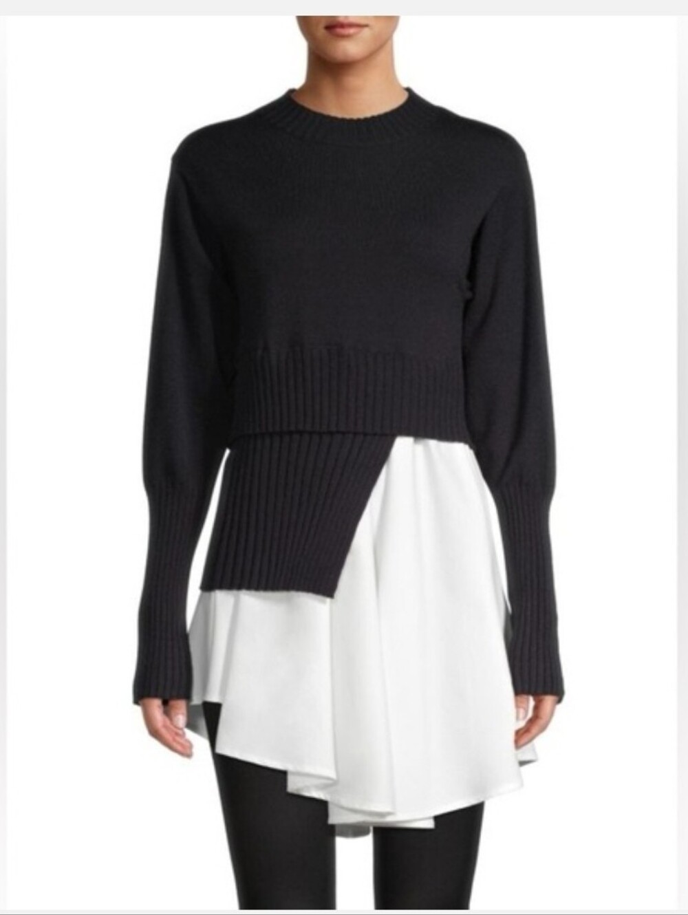 Avantlook Black Ribbed Layered Sweater Medium